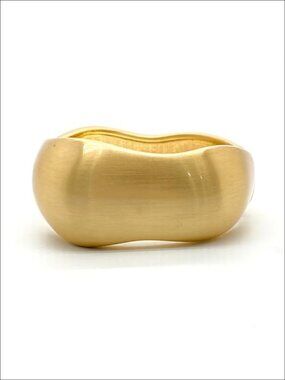 14K Gold Plated Wide Bangle Bracelet Geometric Hinged Cuff
